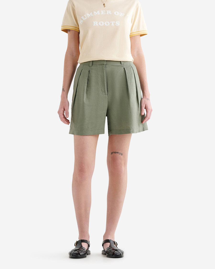 short de marche plissé en lin 35 pouces