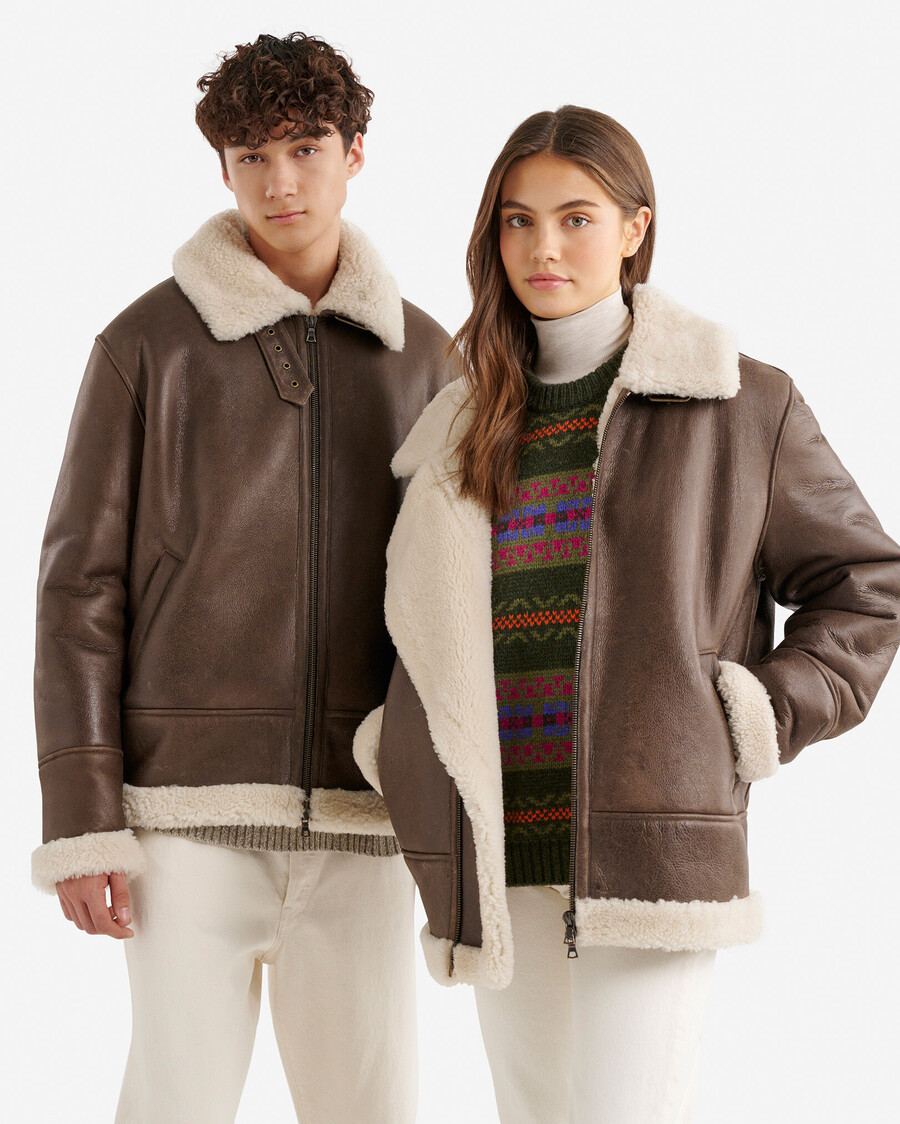 veste en peau lainée unisexe