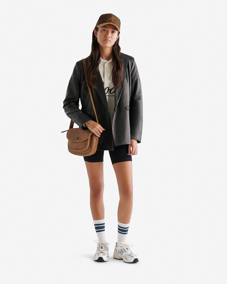 blazer croisé en cuir pour femme