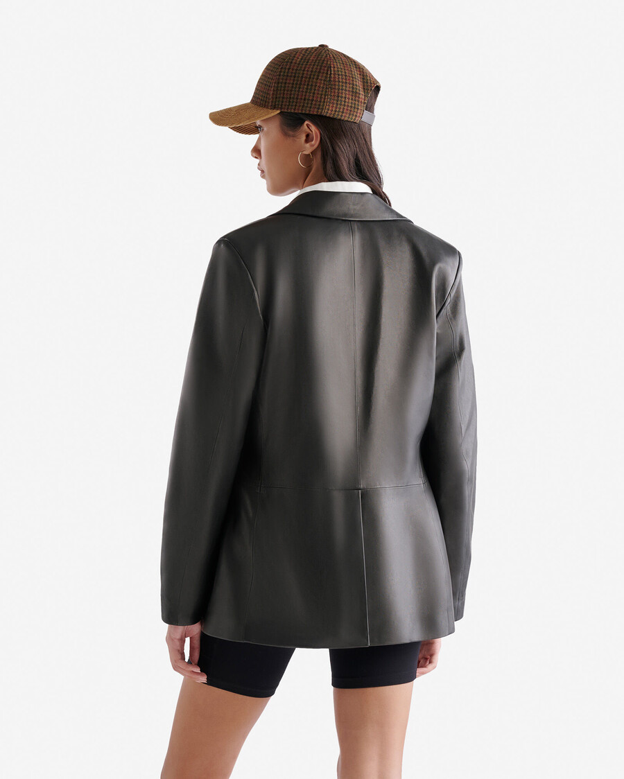 blazer croisé en cuir pour femme