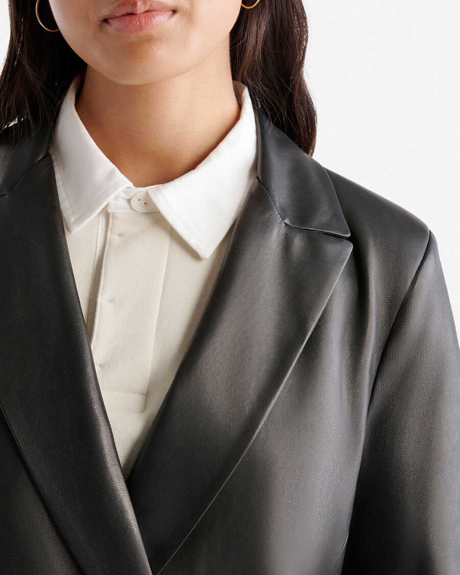 blazer croisé en cuir pour femme