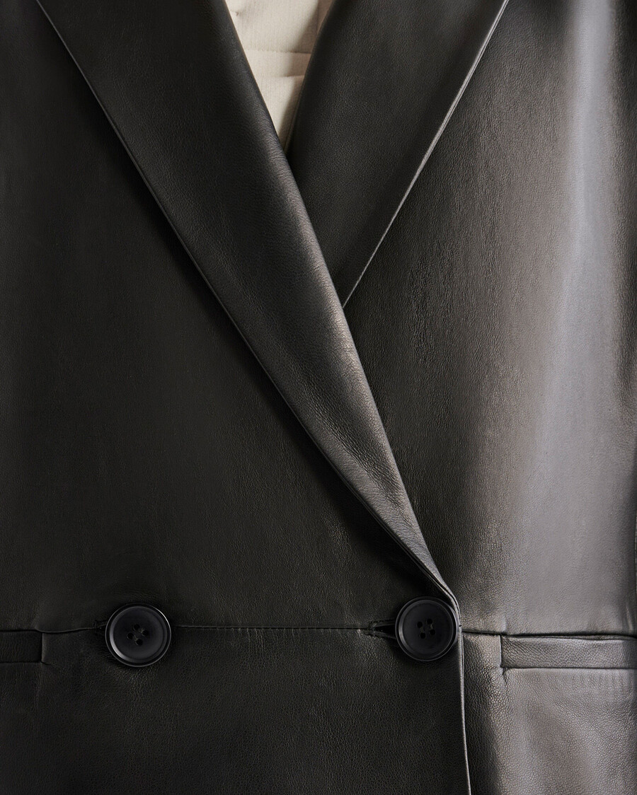 blazer croisé en cuir pour femme