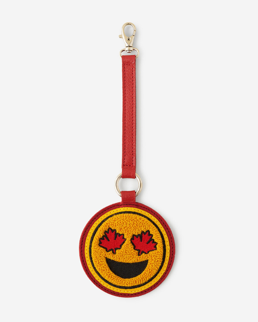 breloque smiley feuille dérable