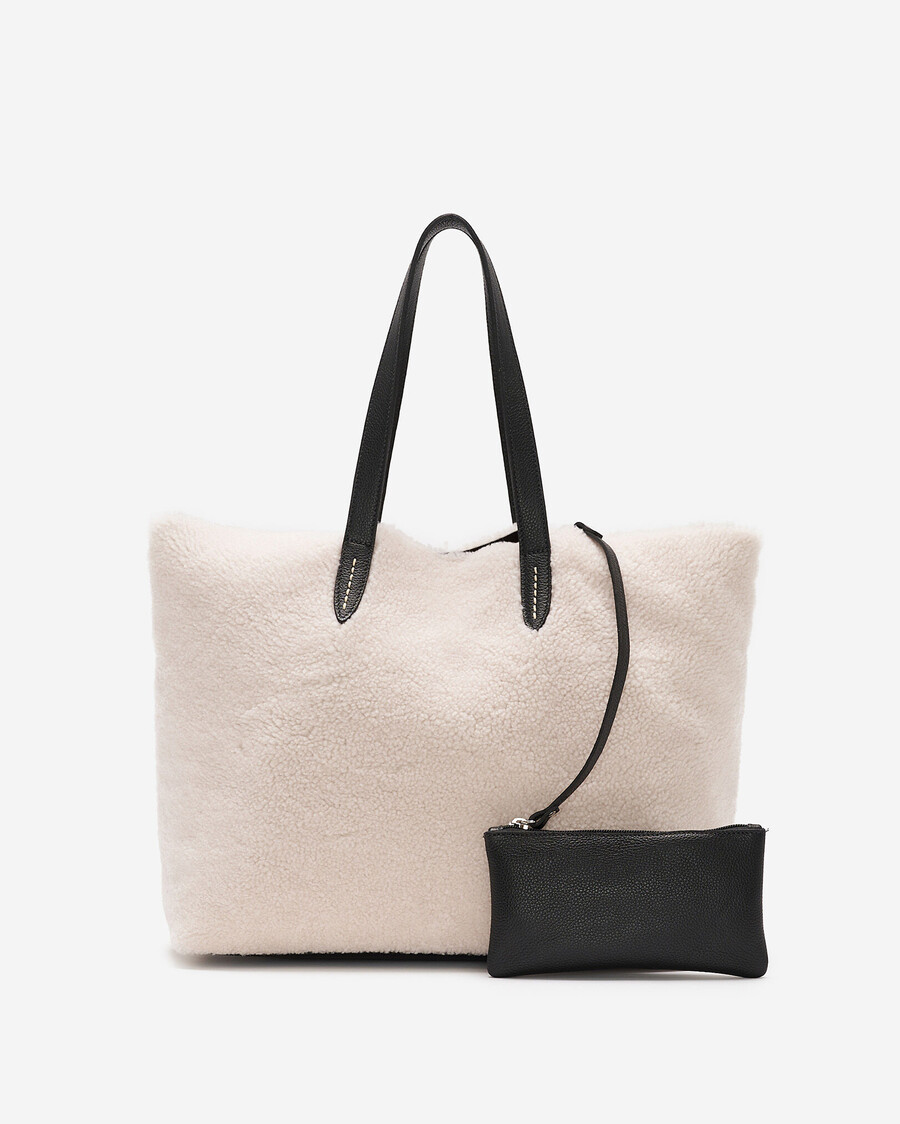 sac cabas en peau lainée