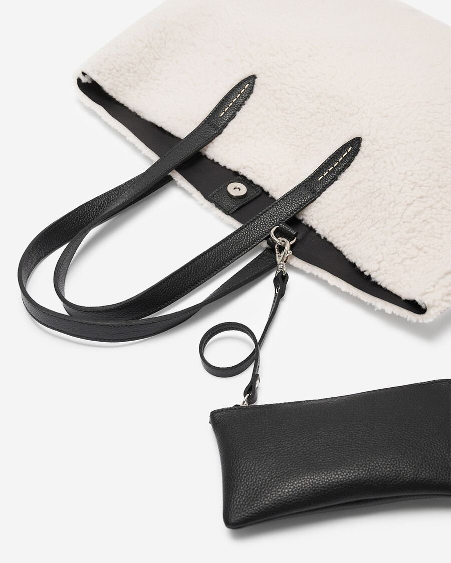sac cabas en peau lainée