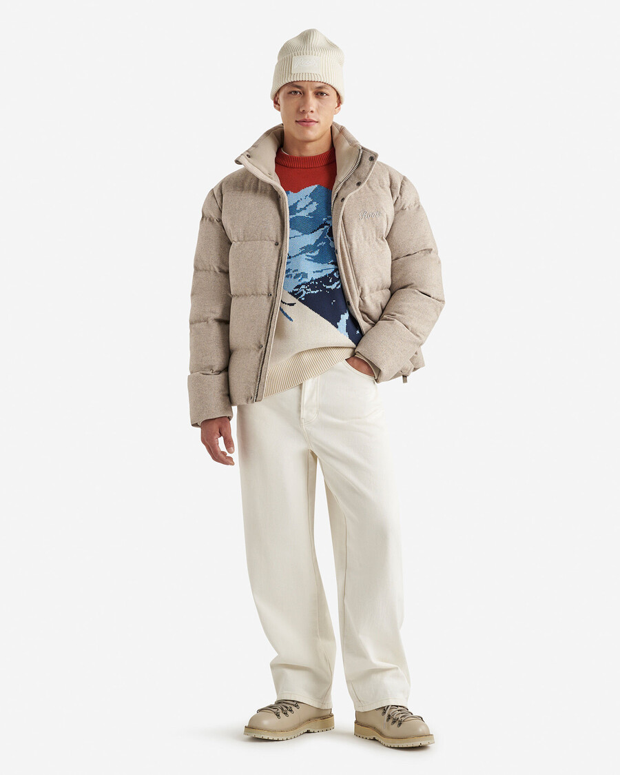pull en intarsia paysage