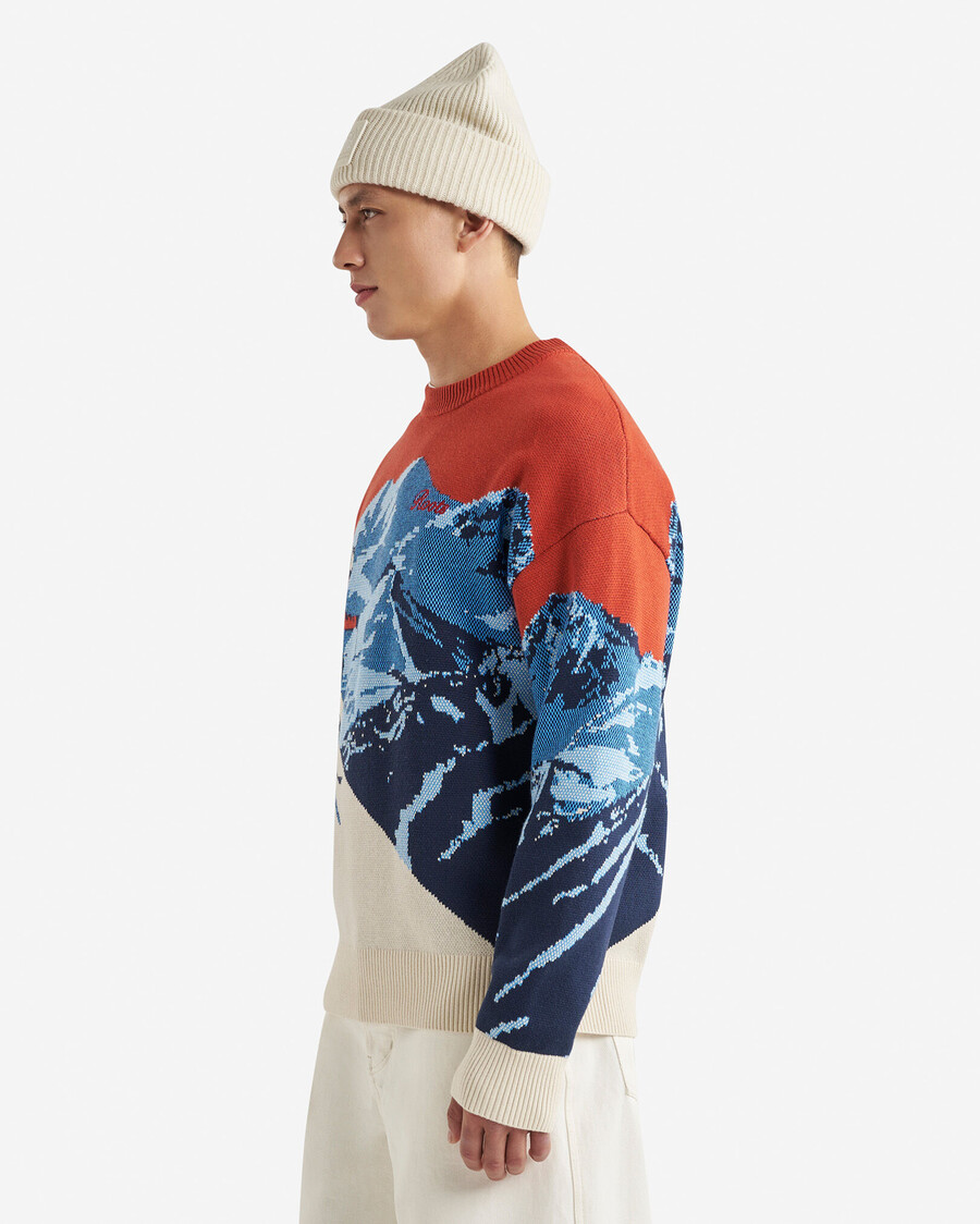 pull en intarsia paysage