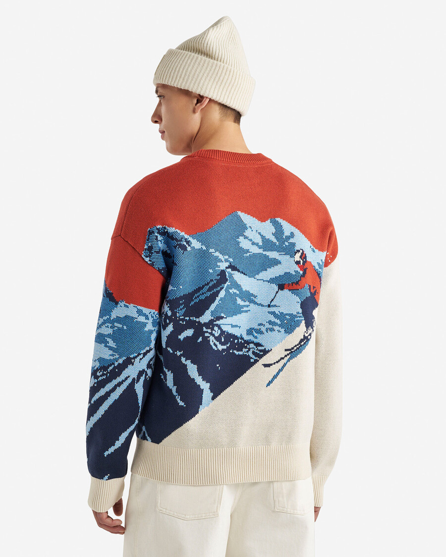 pull en intarsia paysage
