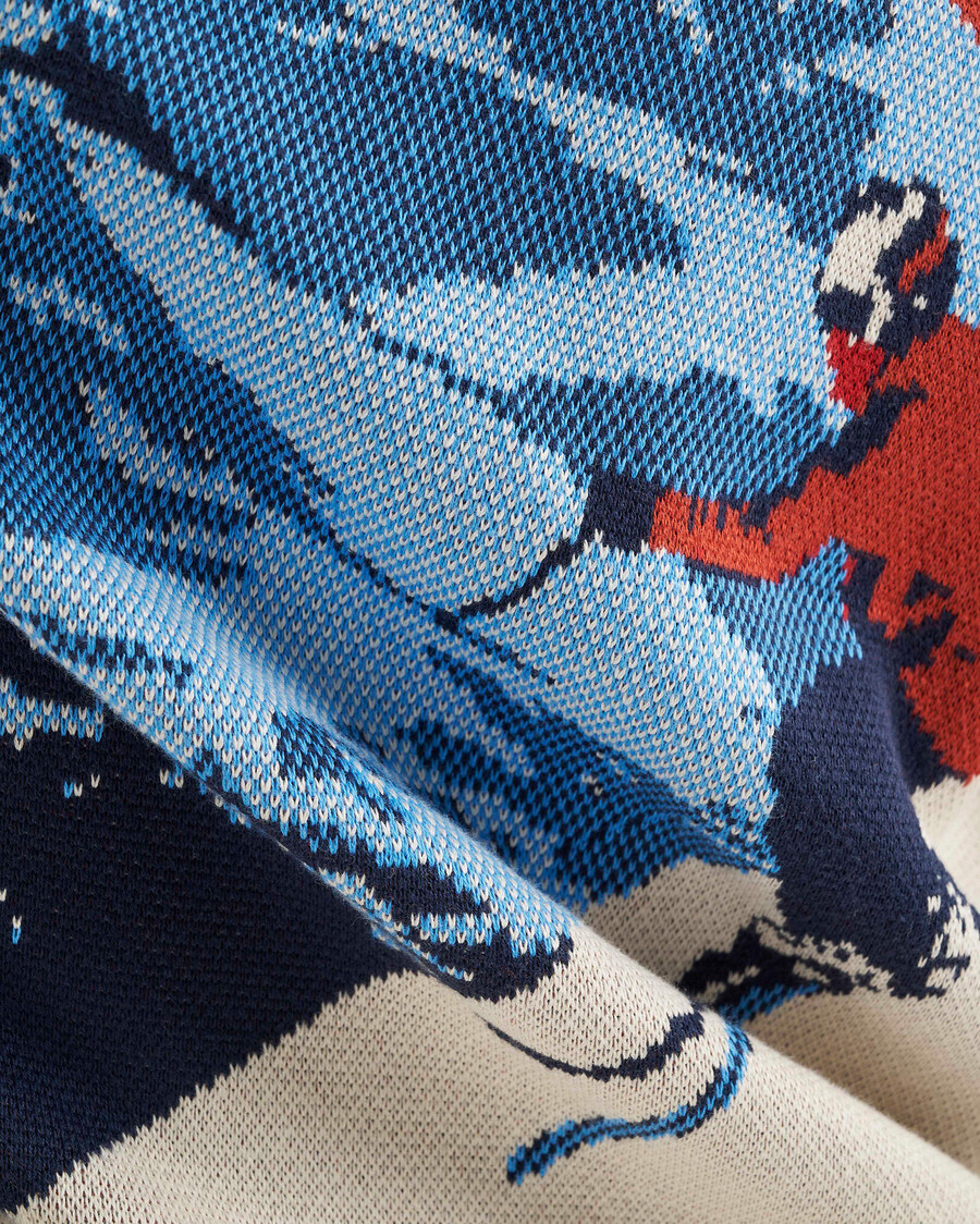 pull en intarsia paysage