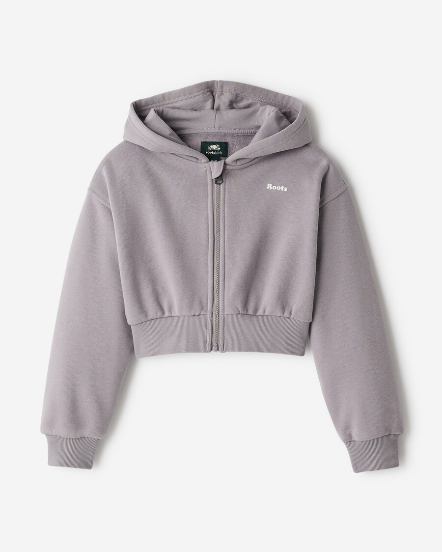 sweat à capuche court à fermeture éclair intégrale pour filles motif nuage dété