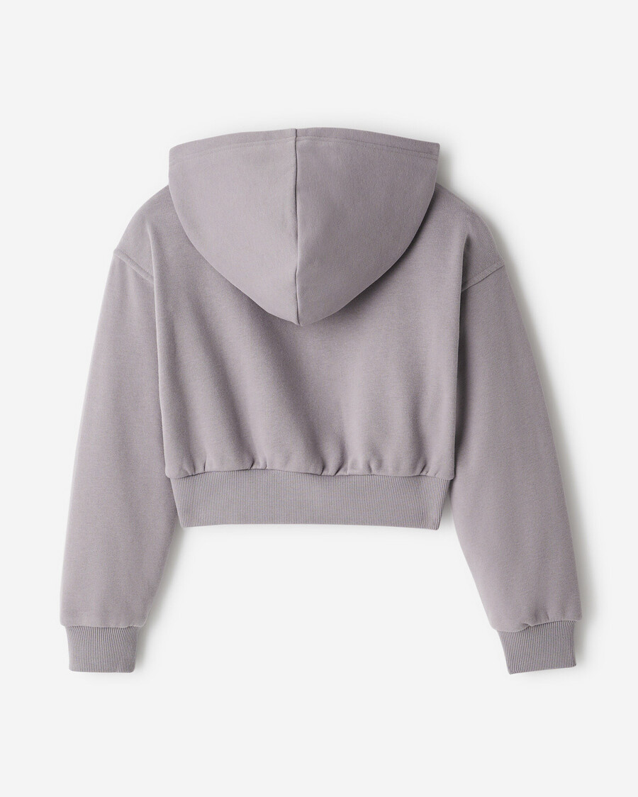sweat à capuche court à fermeture éclair intégrale pour filles motif nuage dété