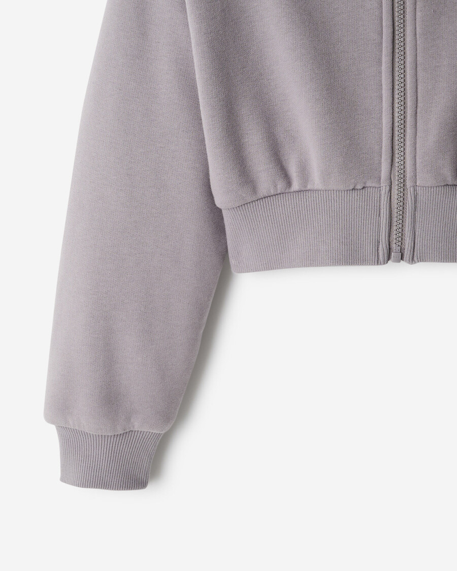 sweat à capuche court à fermeture éclair intégrale pour filles motif nuage dété