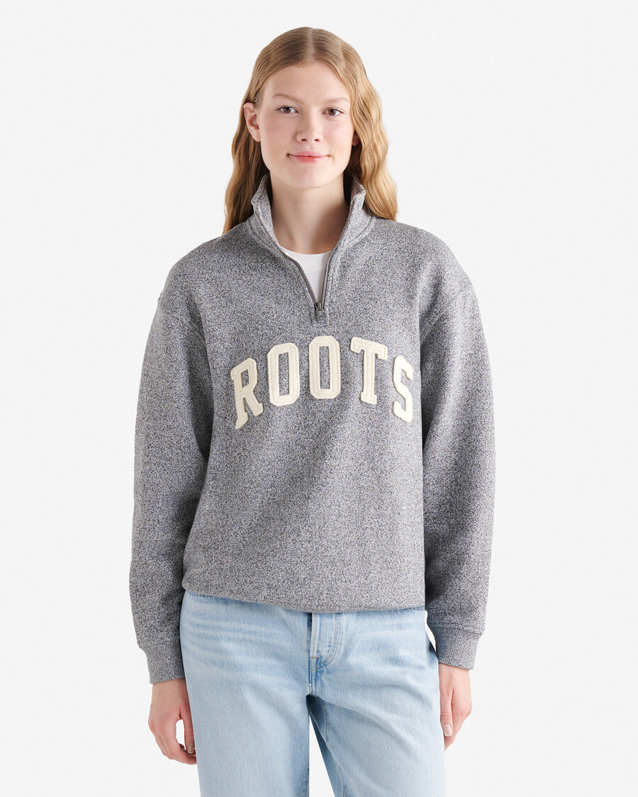 roots applique demi-zip stein