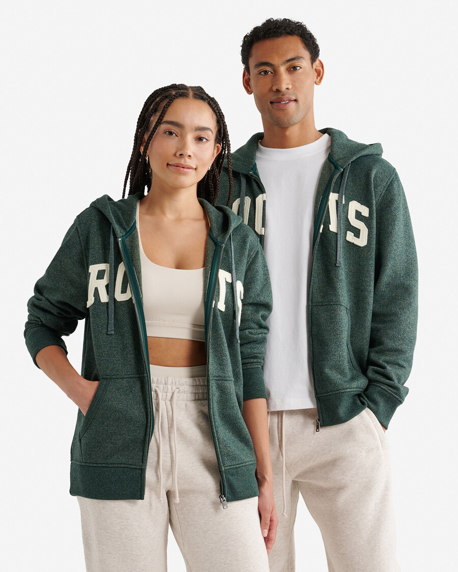sweat à capuche zippé roots applique