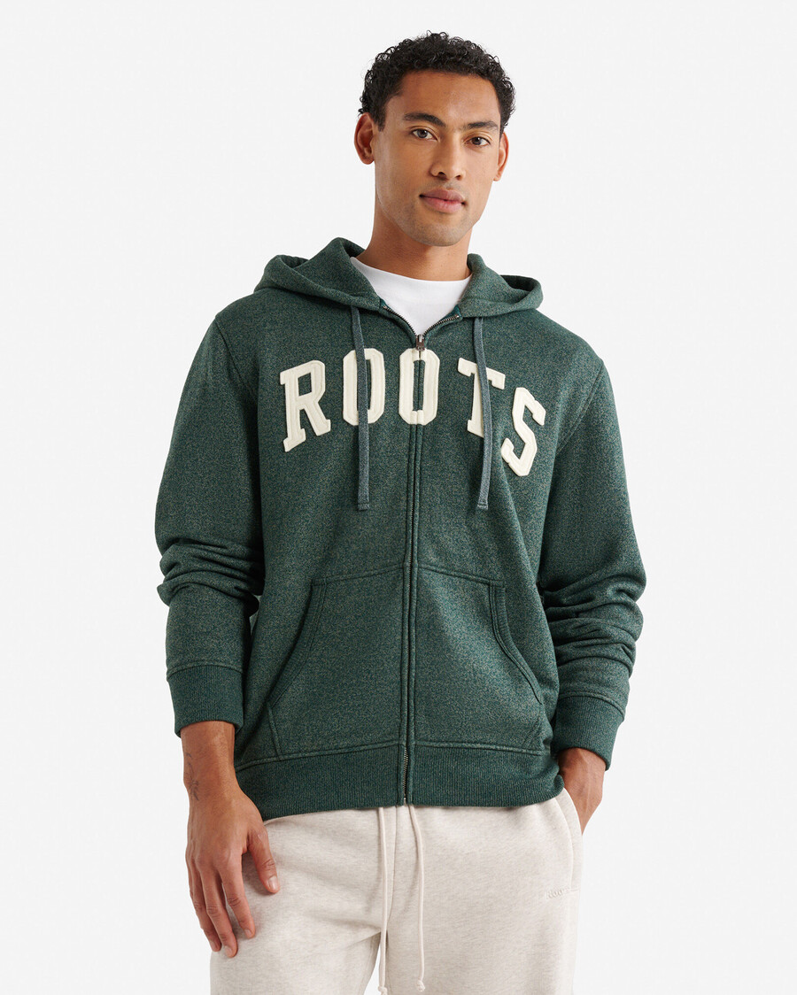 sweat à capuche zippé roots applique