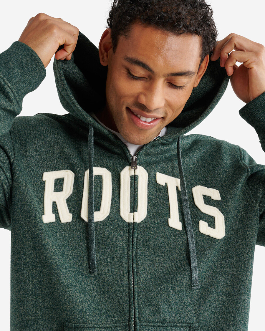 sweat à capuche zippé roots applique