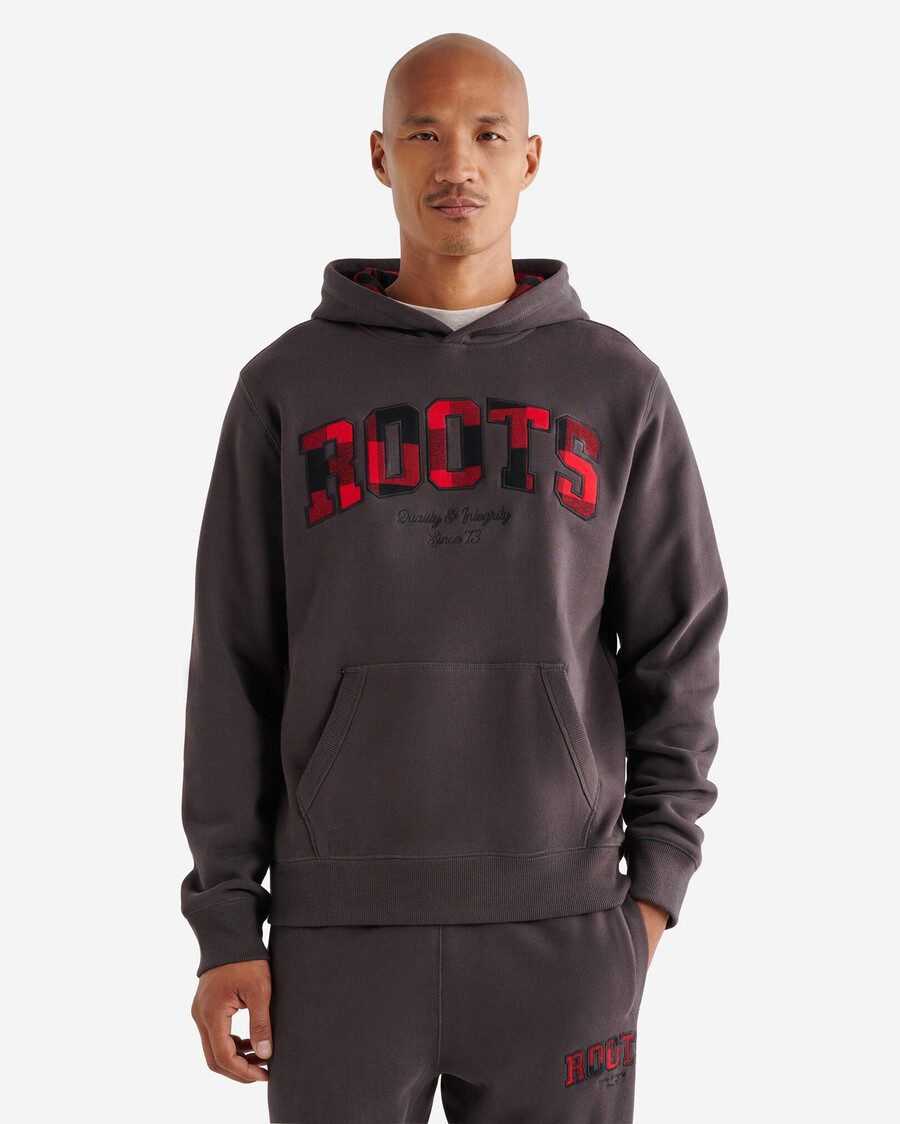 sweat à capuche à carreaux appliqué