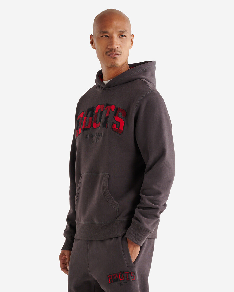 sweat à capuche à carreaux appliqué