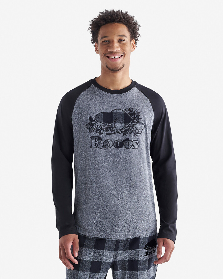 t-shirt à manches longues raglan à carreaux cooper pour homme
