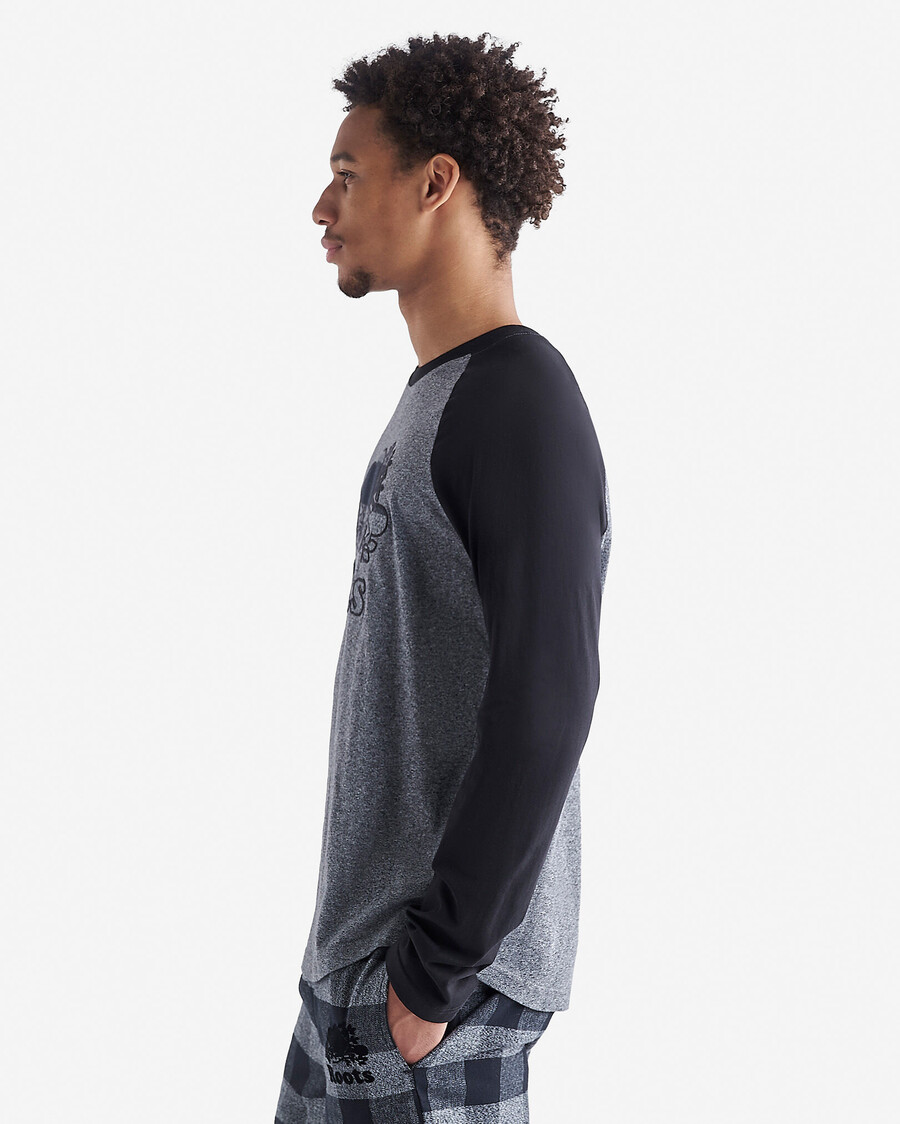 t-shirt à manches longues raglan à carreaux cooper pour homme