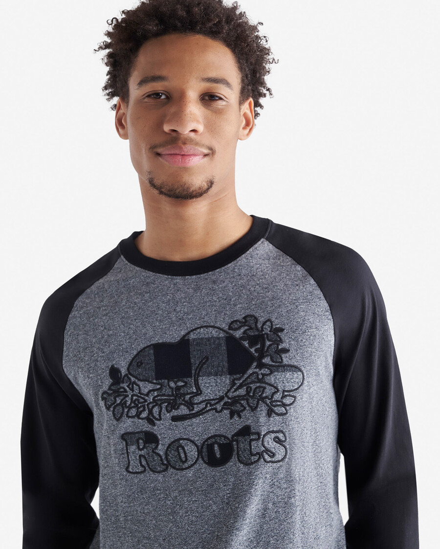 t-shirt à manches longues raglan à carreaux cooper pour homme