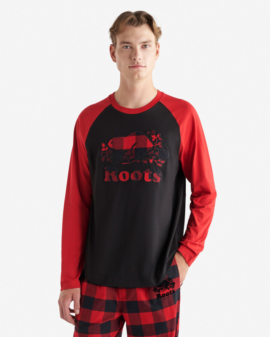 t-shirt à manches longues raglan à carreaux cooper pour homme
