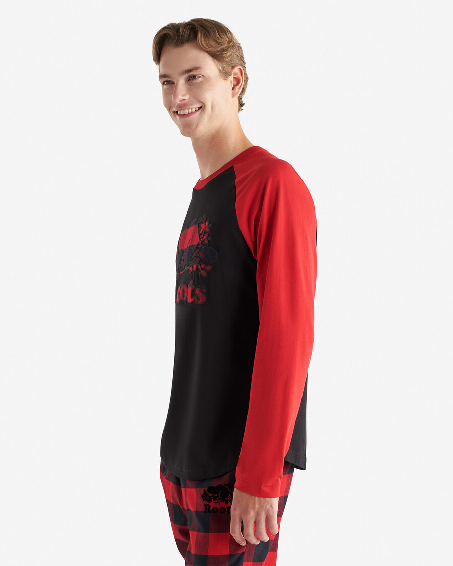 t-shirt à manches longues raglan à carreaux cooper pour homme