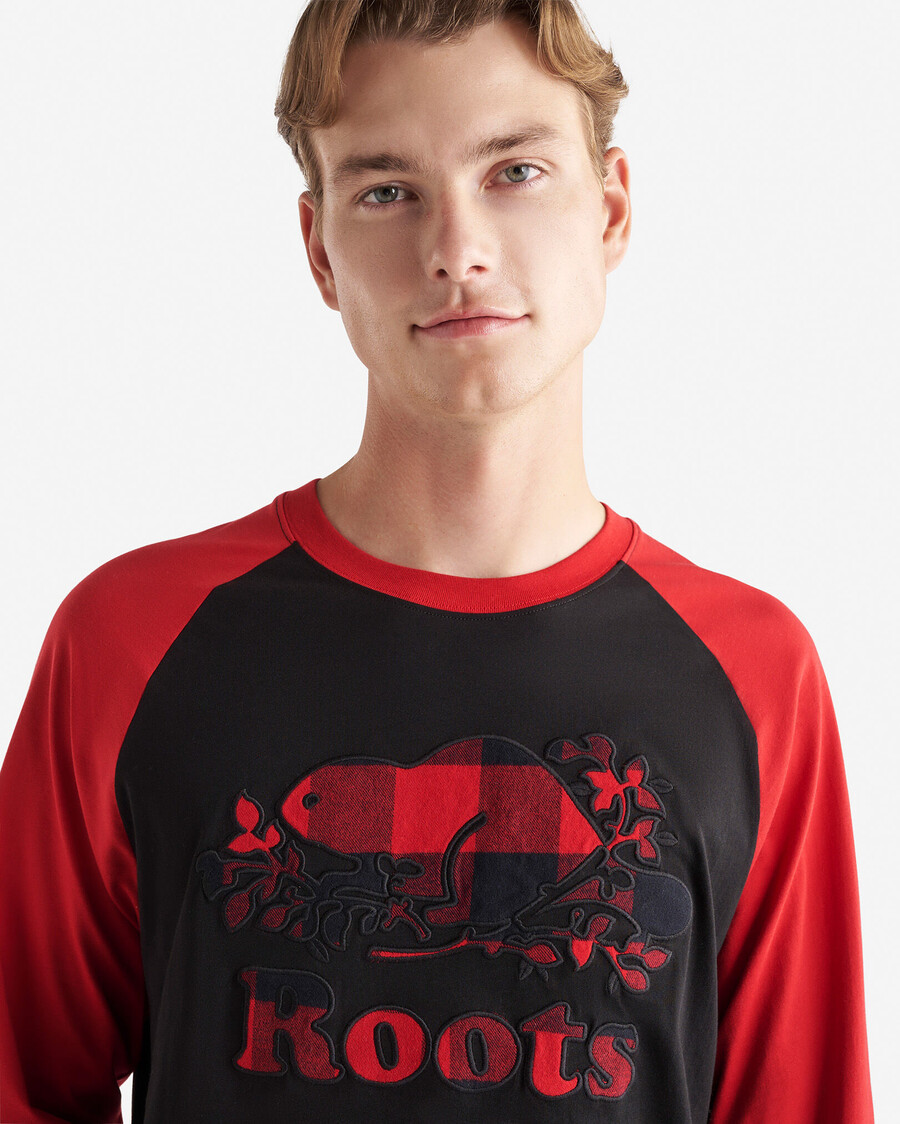 t-shirt à manches longues raglan à carreaux cooper pour homme