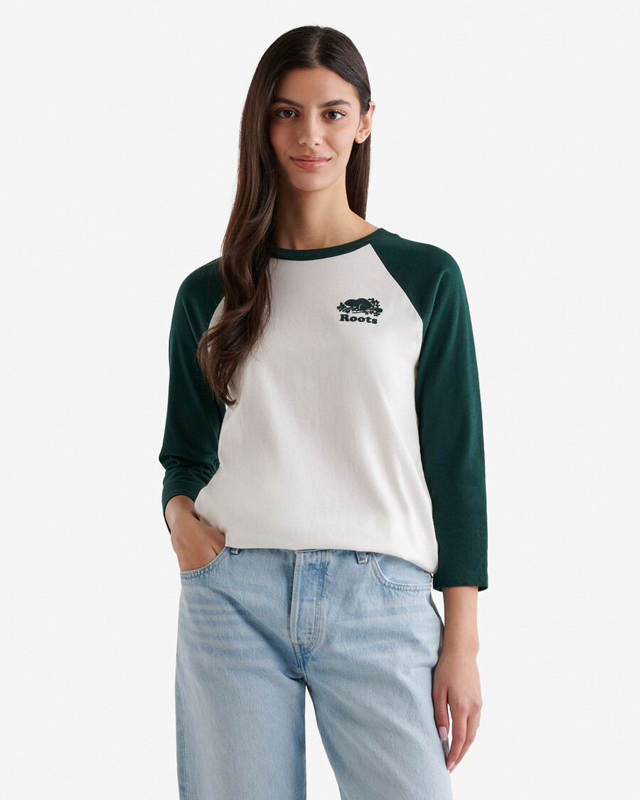 t-shirt de baseball cooper en coton biologique pour femmes