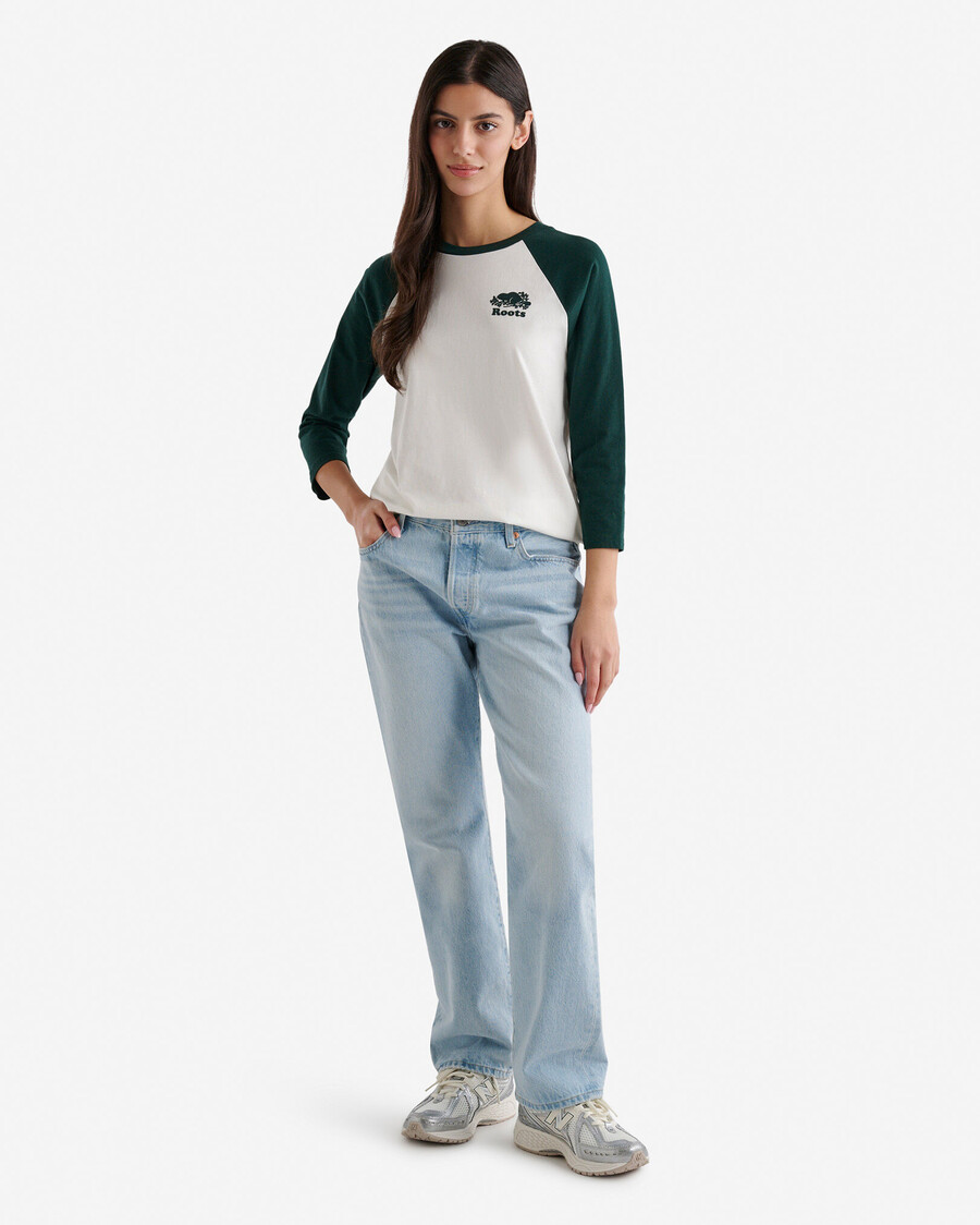 t-shirt de baseball cooper en coton biologique pour femmes