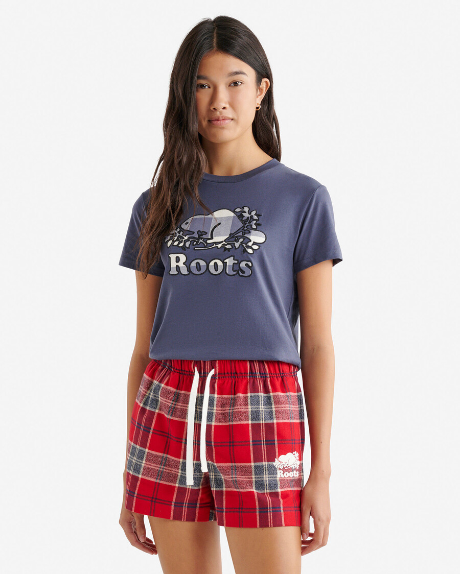 t-shirt à carreaux cooper pour femme