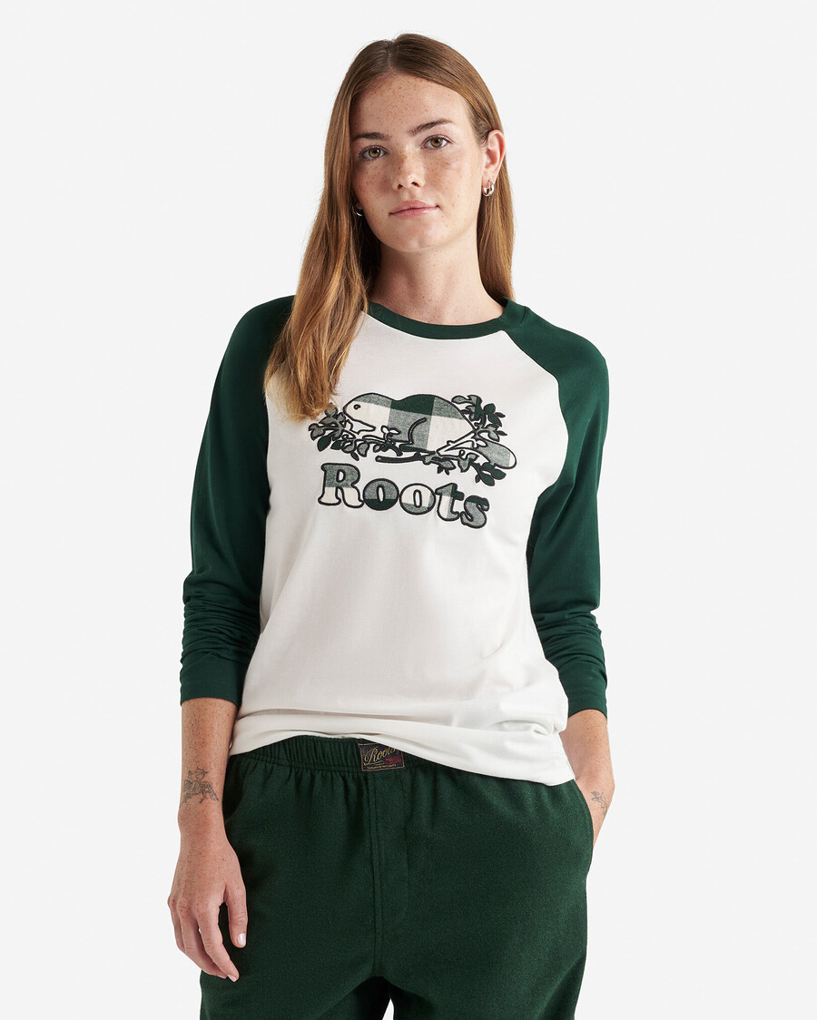 t-shirt à manches longues à carreaux cooper pour femme
