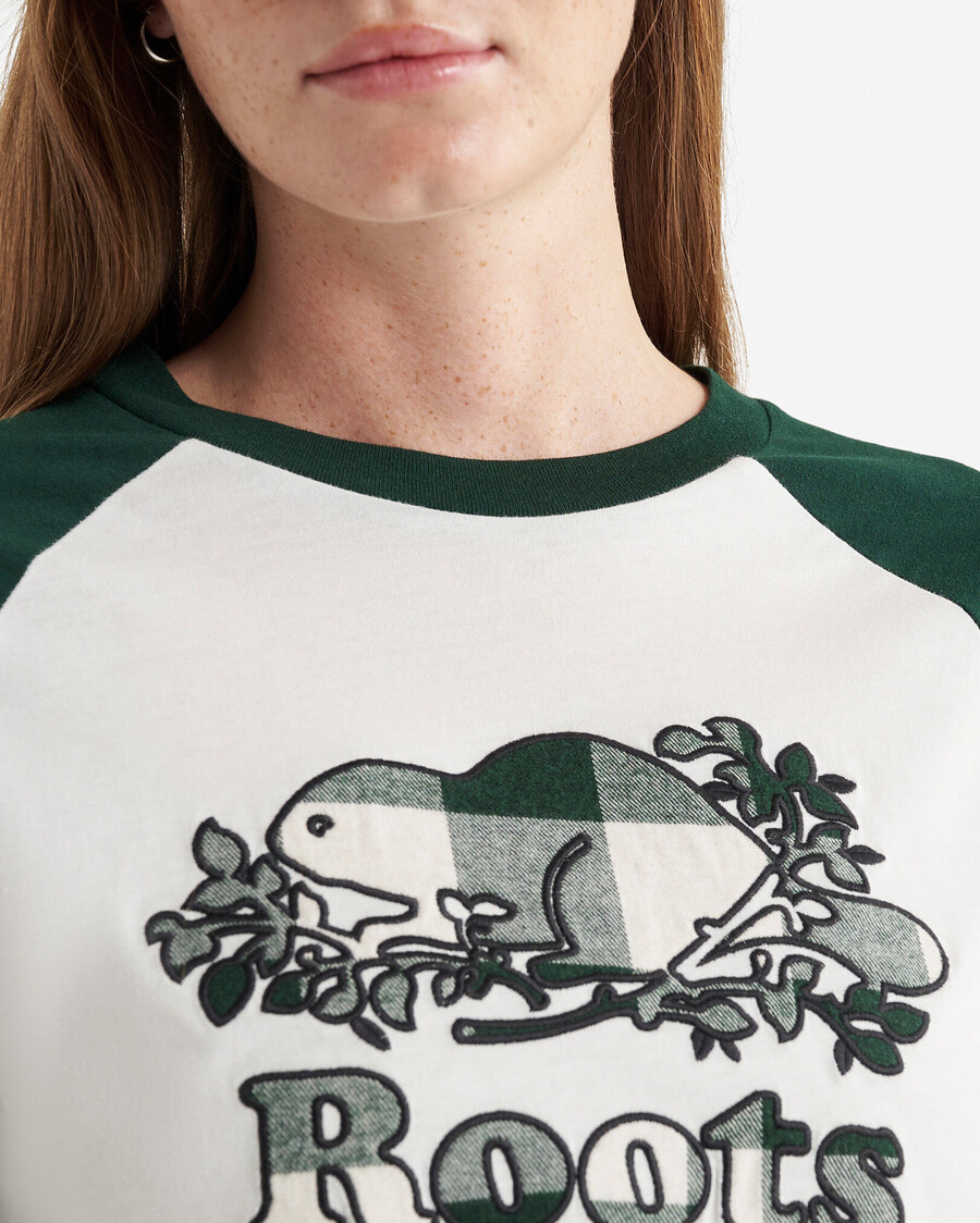 t-shirt à manches longues à carreaux cooper pour femme