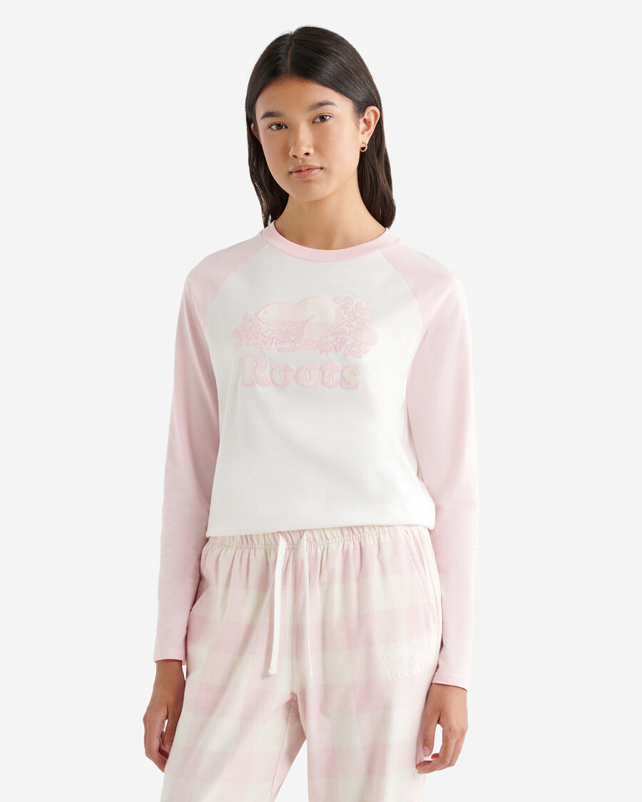 t-shirt à manches longues à carreaux cooper pour femme