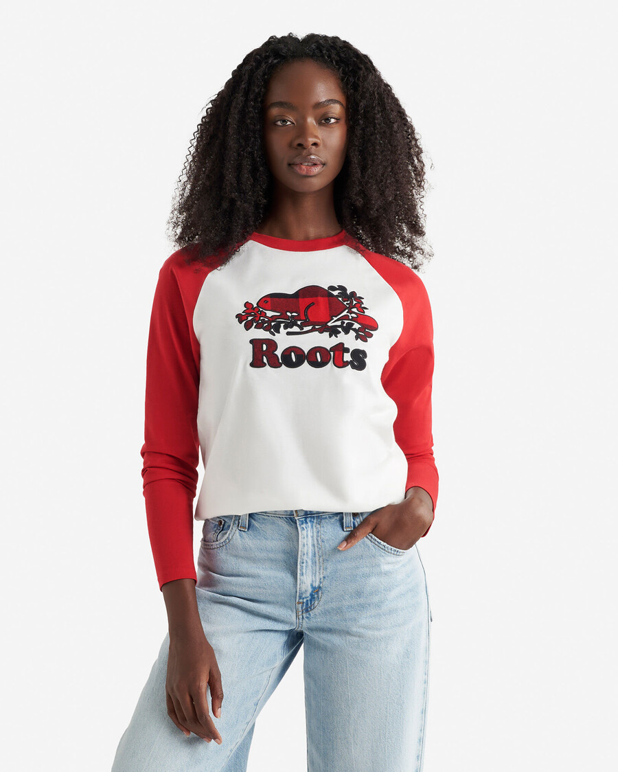 t-shirt à manches longues à carreaux cooper pour femme