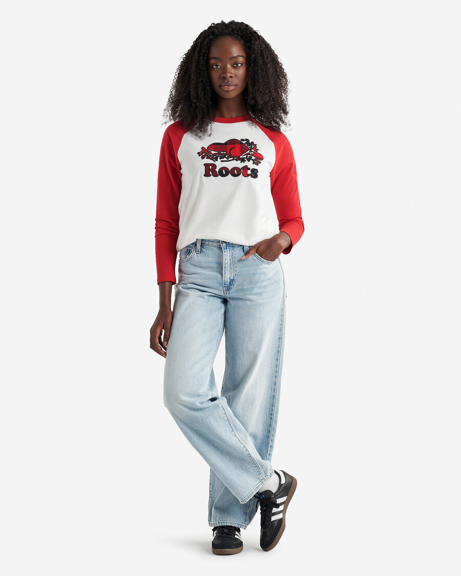 t-shirt à manches longues à carreaux cooper pour femme