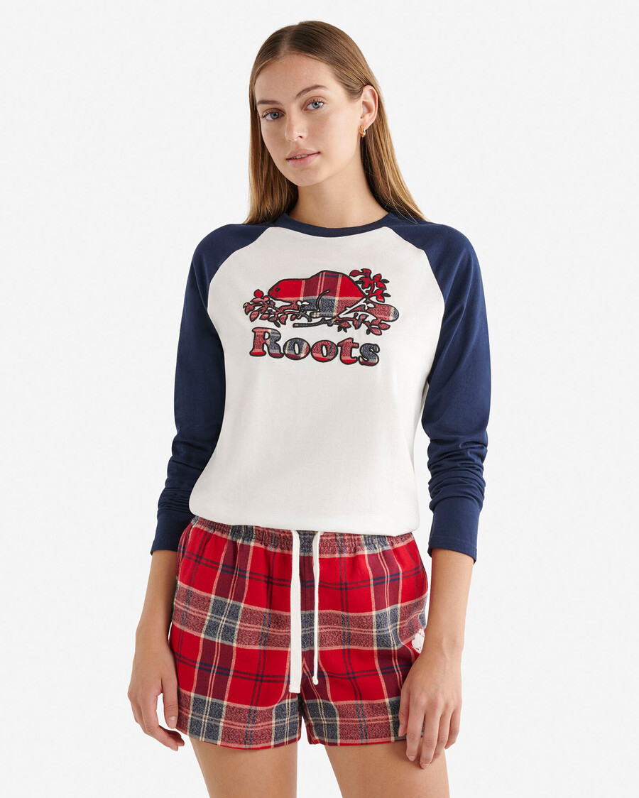 t-shirt à manches longues à carreaux cooper pour femme