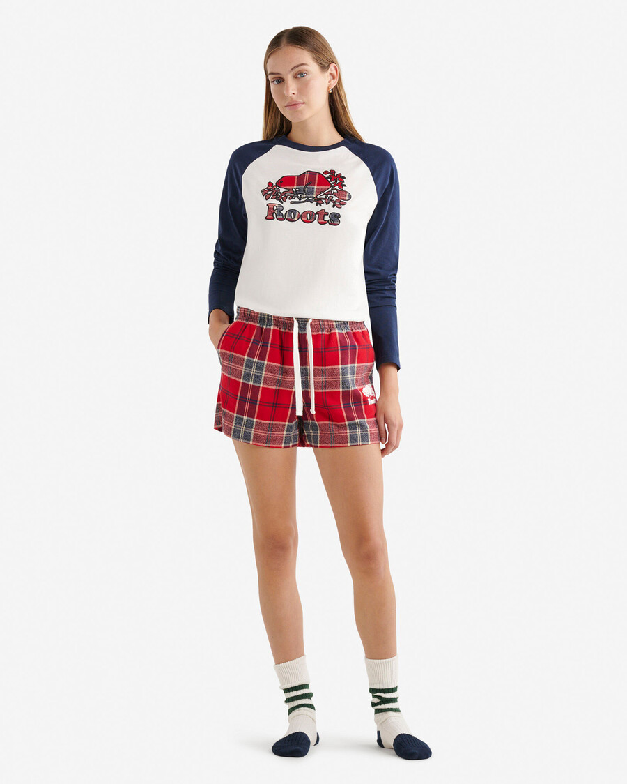 t-shirt à manches longues à carreaux cooper pour femme