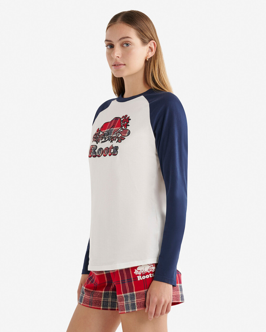 t-shirt à manches longues à carreaux cooper pour femme
