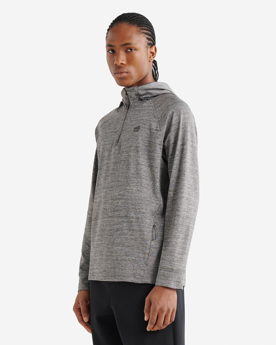 sweat à capuche texturé actif à demi-zip